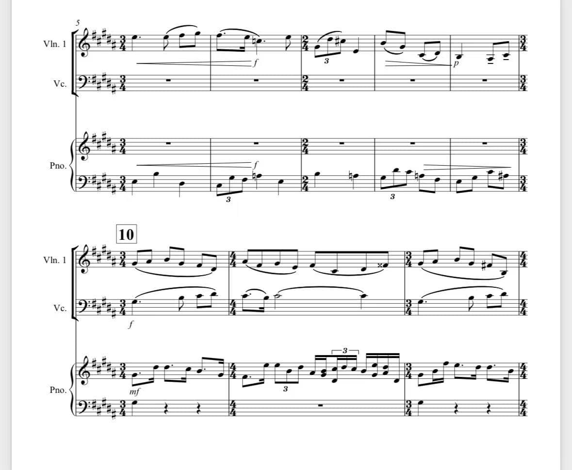 Blue-toned sheet music used as the Works page header
